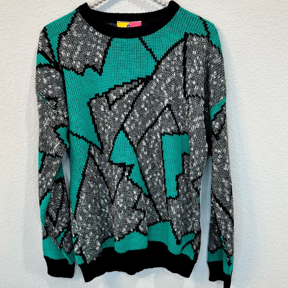 Vintage Sam & Max Abstract Green Sweater